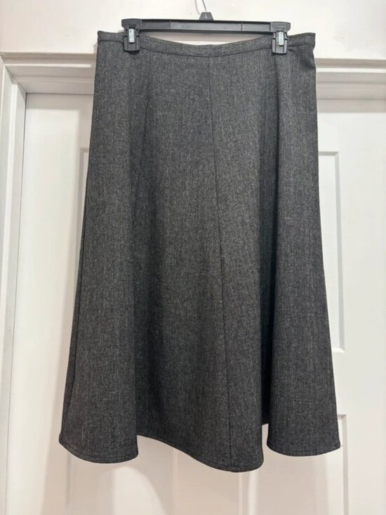None Dresses & Skirts - Charcoal Gray High Waist A-Line Midi Skirt